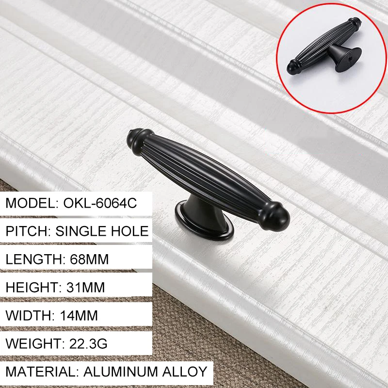 Черные ручки шкафа из алюминиевого сплава для дверей кухонного в американском