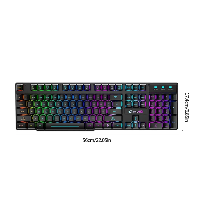 

2.4G Wireless Gaming Keyboard and Mouse Set Colorful LED Breathing Light Keypad E65C