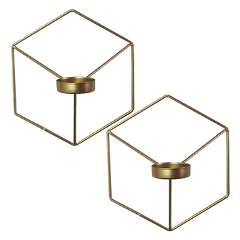 

3D Geometric Wall Mounted Candle Holder Home Decor,Can Be Placed in The Bedroom, Dining Room,Living Room,2Pcs,Gold