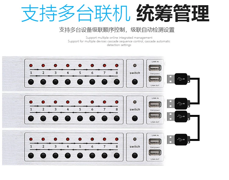 GAX-DV802 profissional 10-channel multi-função controlador de seqüência de fonte de alimentação