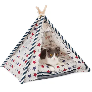 

NEW Pets Teepee Dogs Cats Rabbits Bed Oxford Cloth Linen Portable Pet Tents Houses