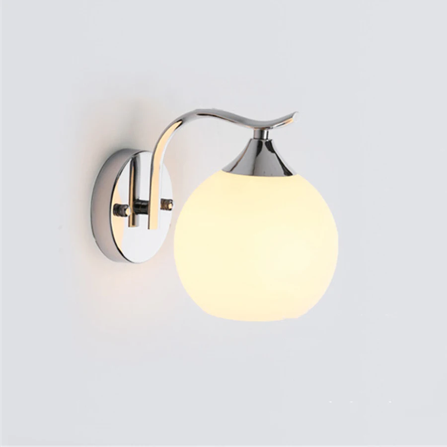 현대 벽 Sconce 중반 세기 산업 매트 글로브 유리 램프 그늘 벽 조명기구 로프트 침실 베란다 허영 라이트