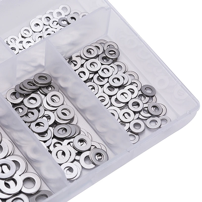 500 шт плоские шайбы 304 нержавеющая сталь плоская шайба комплект прокладок M1.6 M2 M2.5