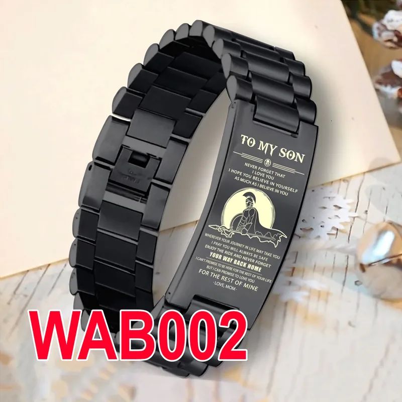 Мужские часы из нержавеющей стали, Браслет-браслет черного цвета с диагональю 8,26 дюйма - Окраска металла: WAB002