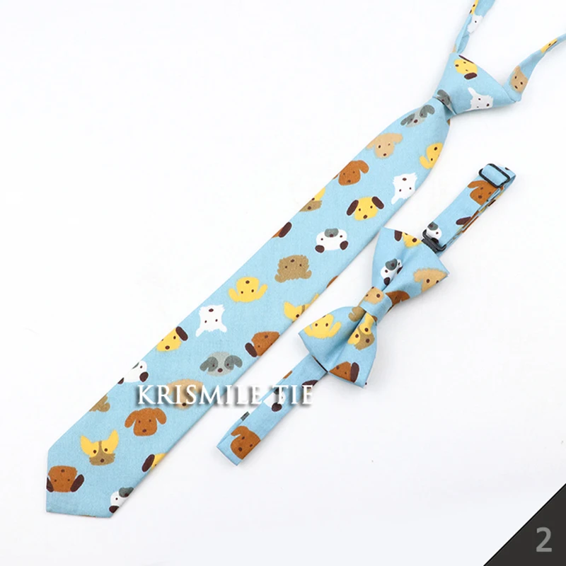 Cartoon Floral Kinder Krawatte Bowtie Set Baumwolle Dünne Dünne Beiläufige Einfarbig Jungen Mädchen Bunte Einstellbare Hemd Gravata Geschenk – Detail 4