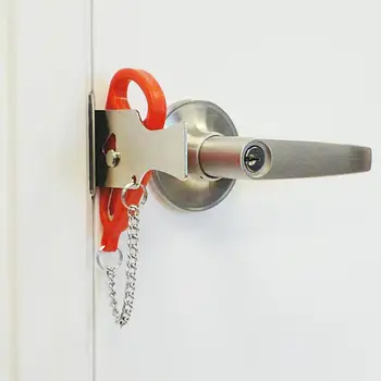 

Portable Security Door Buckle Lock Self-defense Stop Stopper Device Accommodation Anti-theft Lock Travel Door F9R0