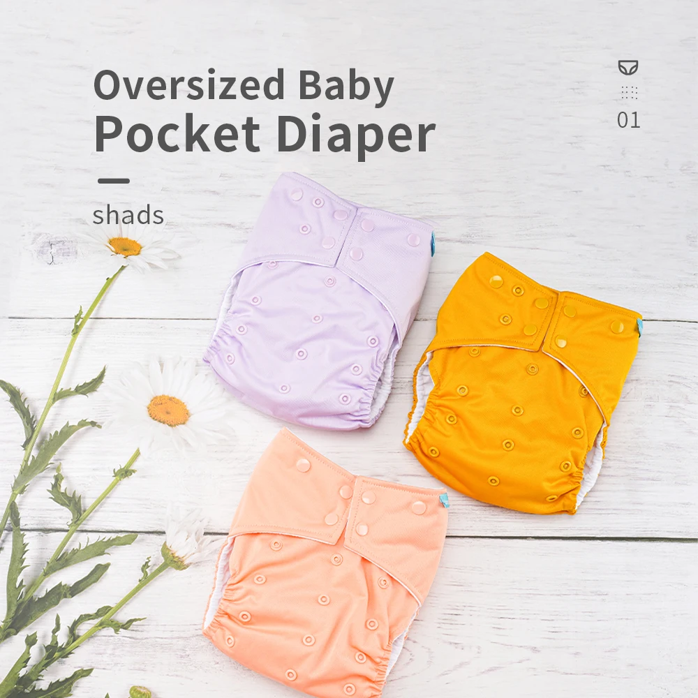 Waterproof Diapers 8-20kg Lager Diaper With 1 Insert Washable Nappy Plain&Print PUL Reusable Cloth Double Gussets Oversize for Big Baby