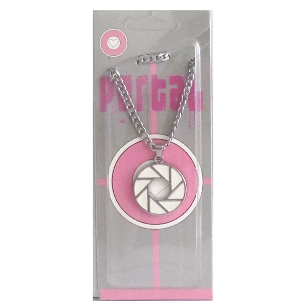 Portal Companion Cube Circle Vortex Keychain Necklace Cos Heart Jewelry Pendant