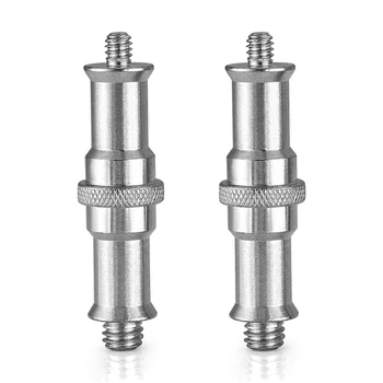 

2 Pieces Standard 1/4 to 3/8 inch Metal Male Converter Threaded Screw Adapter Spigot Stud for Studio Light Stand, Hot Shoe/Cold