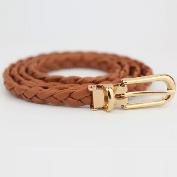 

Belt For Women Elegant Fashion Weave Leather Waistband Buckle Soild Color Small Fresh Slender Belt Dress Accessories 2020