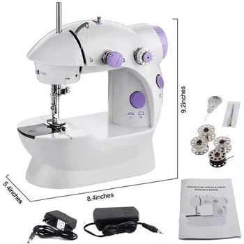 

Mini Electric Handheld Sewing Machine Dual Speed Adjustment with Light Foot AC100-240V Double Threads Pendal Sewing Machine