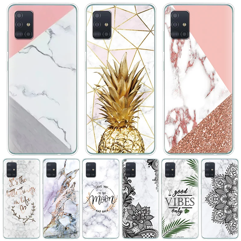 Мрамор ананас мягкий ТПУ чехол для телефона samsung Galaxy A51 A50 A90 A80 A70 A71 A60 A40 A30 A10 A9 A8 A7 A6