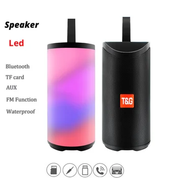 

Portable bluetooth Loudspeaker Outdoor Waterproof Subwoofer Column 3D stereo wireless Speaker support AUX FM TF card With led l