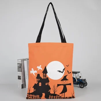 

Halloween Holiday Candy Tote Gift Bag Trick Or Treat Canvas Pouch Creative Pumpkin Bag Candy Chocolate Pouch Goody Bags For Kid