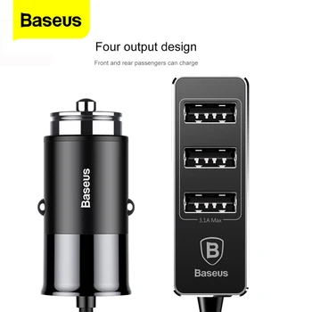 Baseus 4 usb出力デザイン電話車の充電器フロントシングルusbリア-3 usb車の充電器iphoneアプリサムスンxiaomi