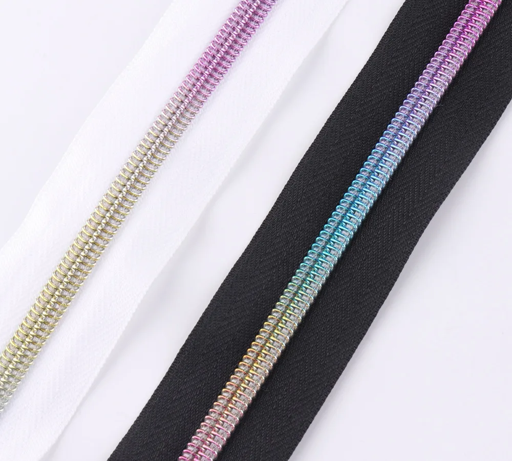 5meters No 5# Rainbow Zipper Tape Nylon Leather Zipper Tape Zip Coil for  clothes DIY Universal Zipper Replacement for Sewing