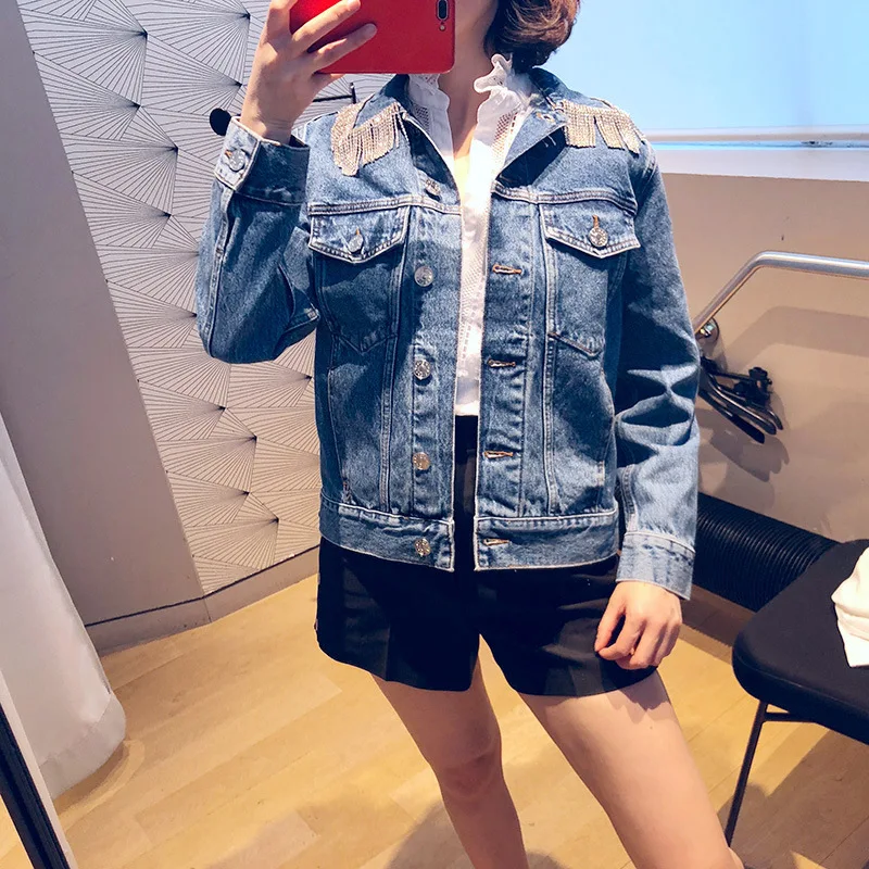 

Women Jacket Denim Jacket Fringed Women's Long Sleeve