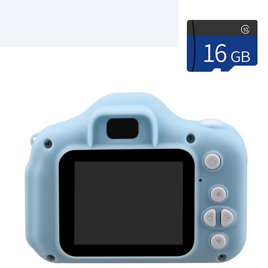 blue with 16g card 2,0 дюймов Мини Цифровая камера HD 1080p экран детская камера игрушка для наружной фотосъемки реквизит милая детская камера для мальчиков и девочек подарок - Цвет: blue with 16g card
