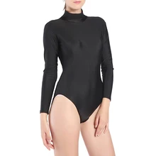 Женский Цельный купальник с длинным рукавом и застежкой-молнией на спине, купальник с высокой посадкой, купальный костюм