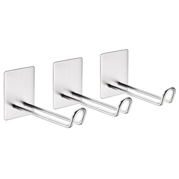 

uxcell 2pcs Adhesive Hooks Wall Hooks Stainless Steel Hanger 60mm x 45mm x 120mm for Kitchen Bags Towel Coat