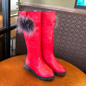 

2019 New Waterproof Shoes Winter High Tube Fashion Snowboots Girls Black Kids Leather Boots Child 3 4 5 6 7 8 9 10 11 12 Years