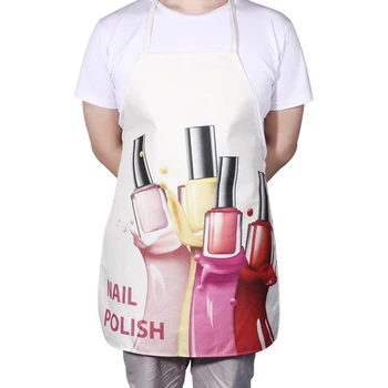 

1pc Creative Pink Nail Polish Print Apron Restaurant Cooking Baking Dress Cotton Linen Painting Working Apron For Home Kitchen
