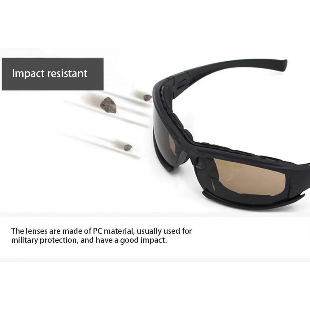 Tactical Sunglasses UV400 Protection Military Goggles Hunting, Shooting, Airsoft Outdoor Activities Eyewear 4 Lenses