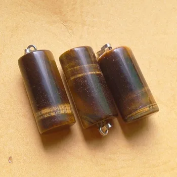 

Wholesale 50pcs/lot Fashion Natural Brown Tiger Eye Stone Cylinder Charms Pendants For Jewelry Making