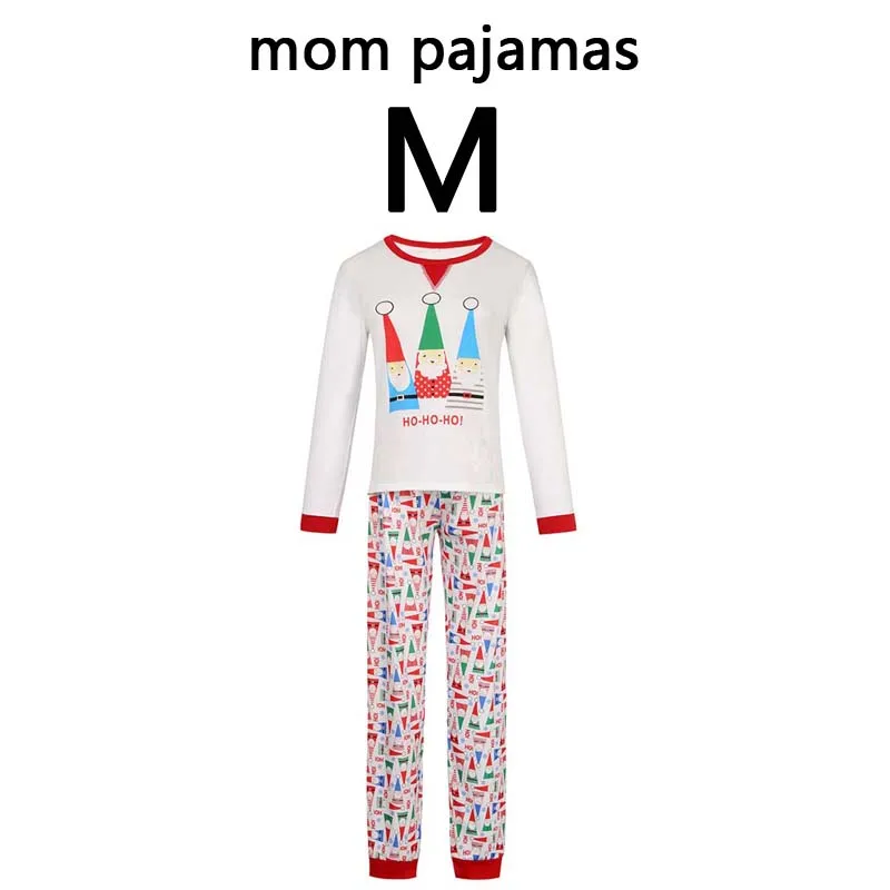 Family Clothing Sets Family Matching Pajamas Xmas Clothes Cartoon Hats Print Winter Warm Sleepwear Women Men Kids Nightwear - Цвет: mama M