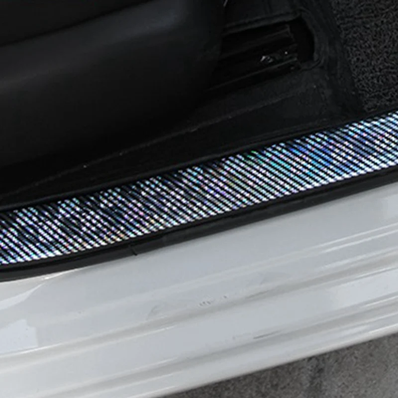 Универсальная Накладка на порог двери автомобиля из углеродного волокна, цветная Накладка на порог, панель, защитная наклейка, защита 3 см, 5 см, 7 см, ширина