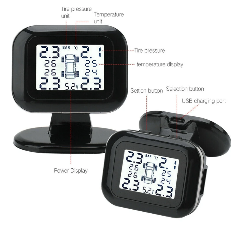 Lcd TPMS Автомобильная беспроводная система контроля давления в шинах Система контроля температуры в шинах W/4 внешних Sens