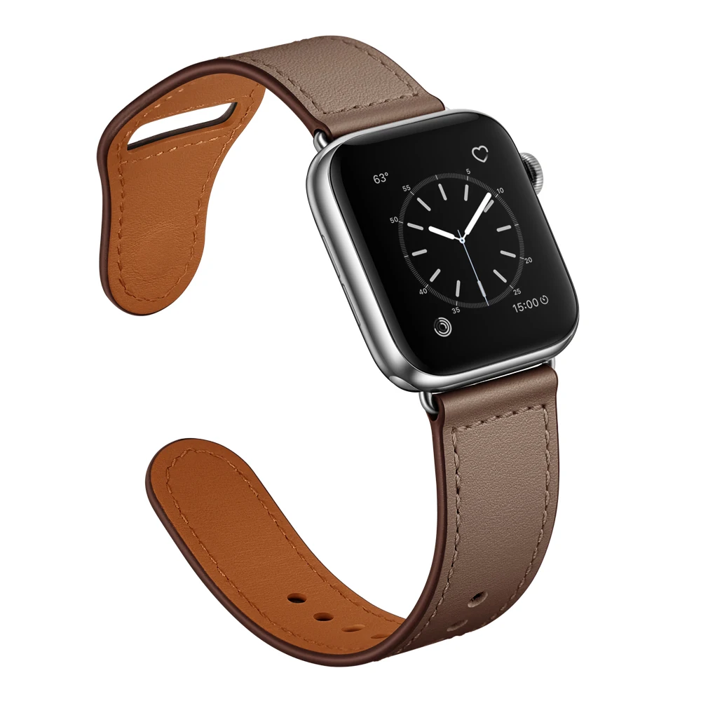 Кожаный ремешок pulseira для apple watch series 4, 5, 40 мм, 44 мм, ремешок для iwatch, ремешок для apple watch, ремешок для браслета, 38 мм, 42 мм - Цвет ремешка: brownness