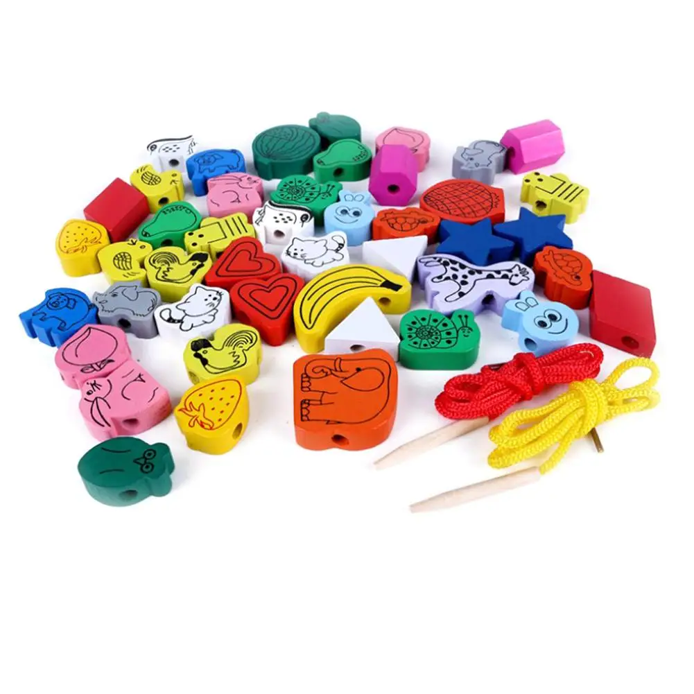 45 Large Children Wearing Beads Beaded Toys Baby Animal Fruit Cognitive Educational Toys Creative Handmade Toys
