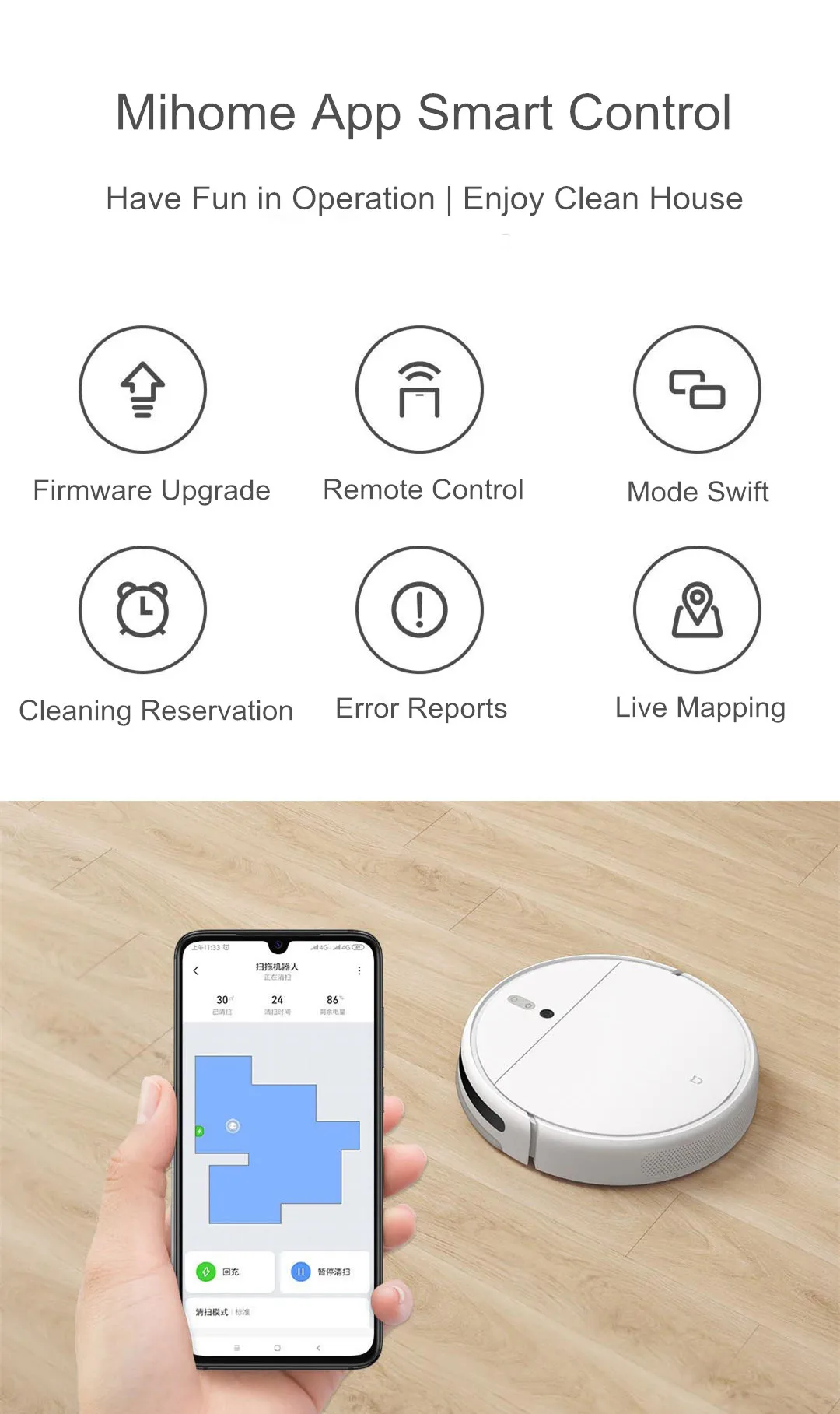 Xiaomi Mijia Robot Vacuum Cleaner 1C STYTJ01ZHM for Home Automatic Dust Sterilize App Smart Control Sweeping Mopping