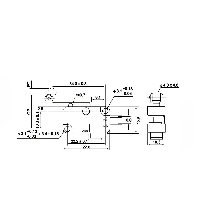 1PCS V-156-1C25 15A The micro switch,  Push Button SPDT Momentary Snap Action Limit switch, travel switch,