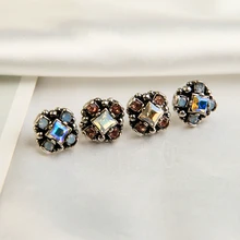 Длинные Короткие двухтипные изысканные Винтажные серьги-гвоздики золотого и серебряного цвета с цветами из кристаллов для женщин, подарки, модные ювелирные изделия