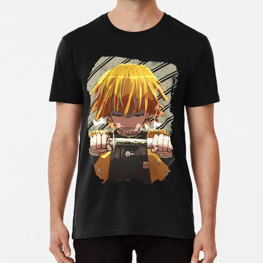 Zenitsu T shirt zenitsu anime manga nezuko tanjirou demon slayer otaku kamado kimetsu | Мужская одежда