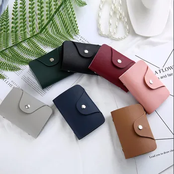 

Men Women Leather Credit Card Holder Case Card Wallet Business Card 24 Bit tarjetero porte carte passport cover визитница