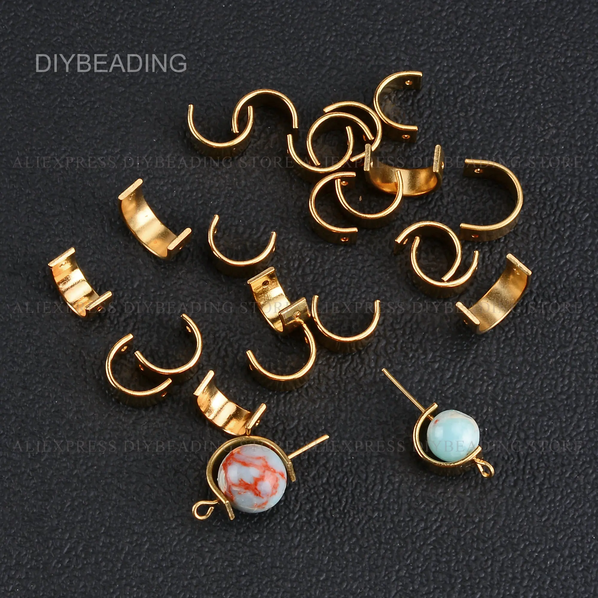 20-200 Pcs Brass Half Circle Charms U Shape Finding for Earring Making Metal Beads Frame Link Connector Bulk Wholesale