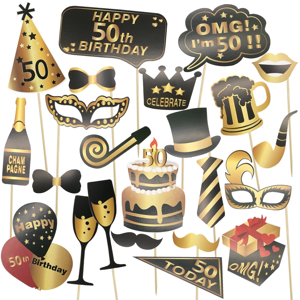 50 Chicinlife 1 комплект Happy 30th 40th 50th 60th Birthday Photo Booth Реквизит для взрослых на день рождения реквизит для фотосессии на день рождения - Цвет: 50