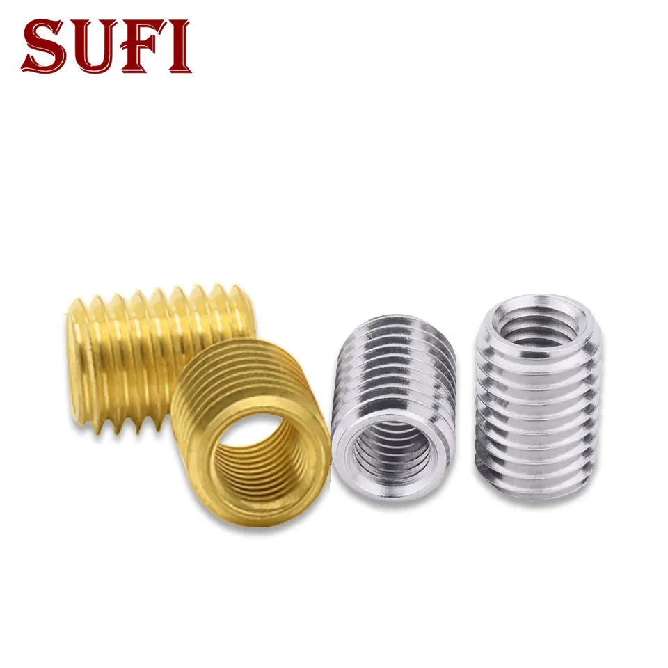 Thread Adapter 10pcs M4/M6/M8 to M10 M10 to M12/M14 Threaded Hollow Tube Adapter Copper Silver Inner Outer Threaded Coupling Joint Adapter