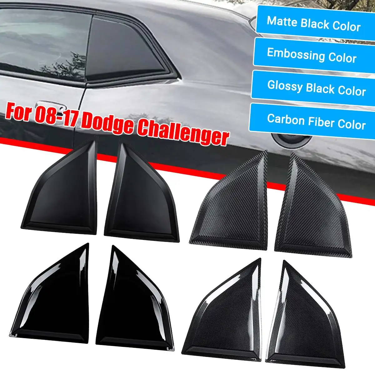 

2Pcs Window Quarter Panel Cover Side Louvers Vent For Dodge Challenger XE 2008 2009 2010 2011 2012 2013 2014 2015 2016 2017
