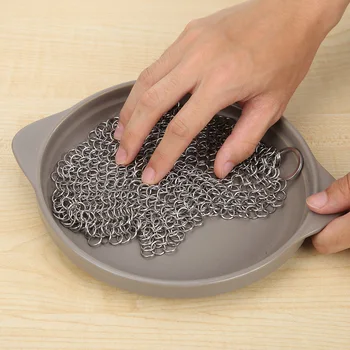 

1PCS Stainless Steel Washing Pot Net Kitchen Rust Pan Cleaning Scraper Brush Kitchen Cleaning Tools Dishwashing Brush New
