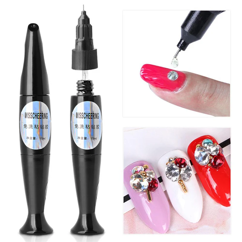 

2019 New 10ml Pinhole design dotting glue,Evenly apply glue,for false nail Rhinestones Nail art UV Gel Manicure Decoration TSLM1