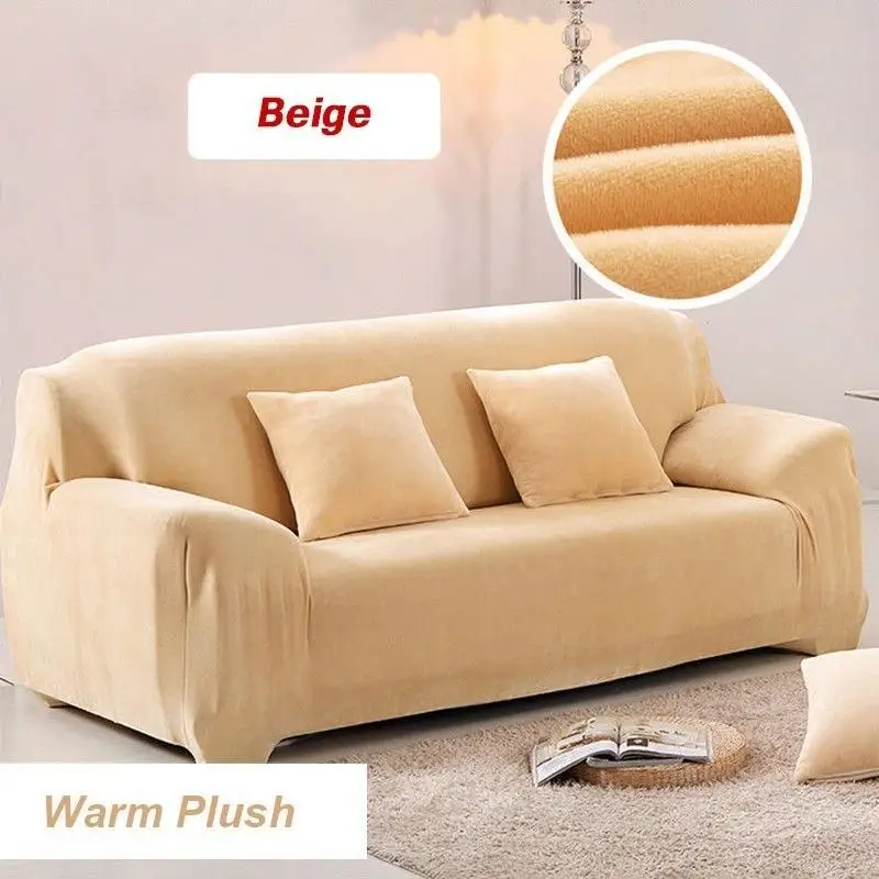 1-4 Seaters Thick Plush Recliner Sofa Covers Love Seat Retro Recliner Stretch Sofa Cover Set Soft Elastic Couch Slipcovers All-i - Цвет: Beige