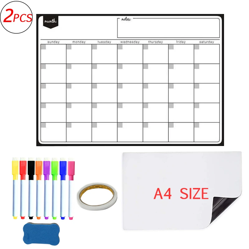 

Magnetic Weekly Monthly Planner Whiteboard Dry Erase Calendar Magnet Fridge Stickers Memo Message Drawing Schedule Agenda 2021
