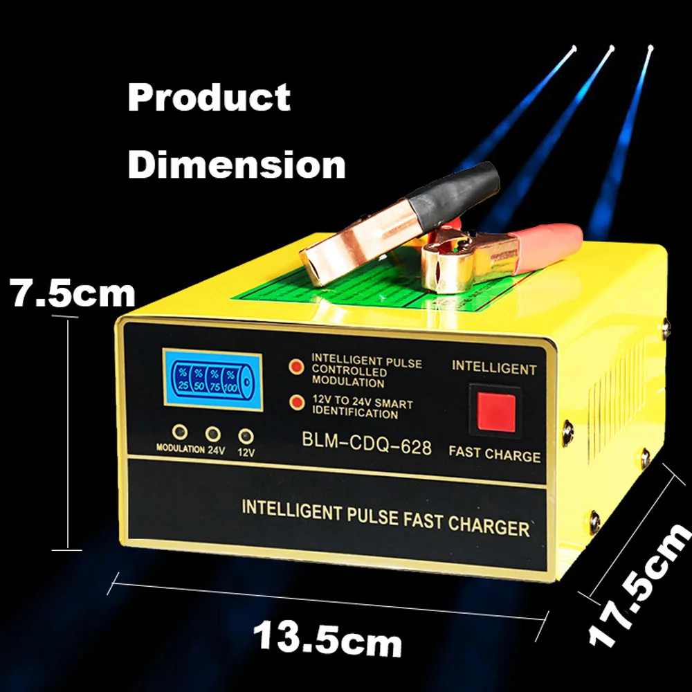 12 В 24 В Автомобильное зарядное устройство полностью автоматическая интеллектуальная Чистая медь импульсный ремонт 12A светодиодный авто мотоцикл свинцово-кислотный гель