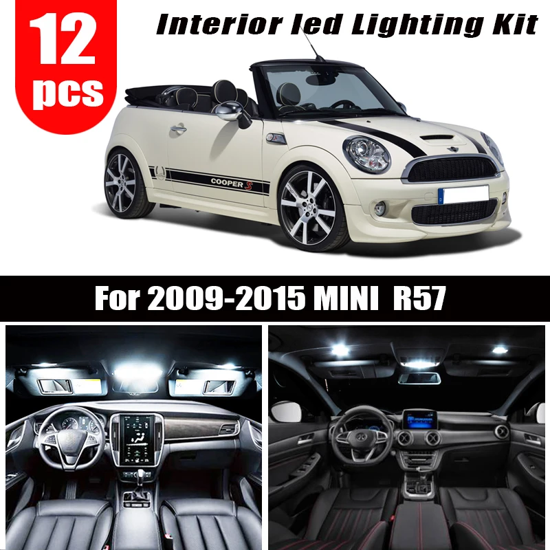 Для 2009-2015 MINI Cabrio Convertible R57 12 шт. светодиодная Внутренняя купольная лампа для чтения