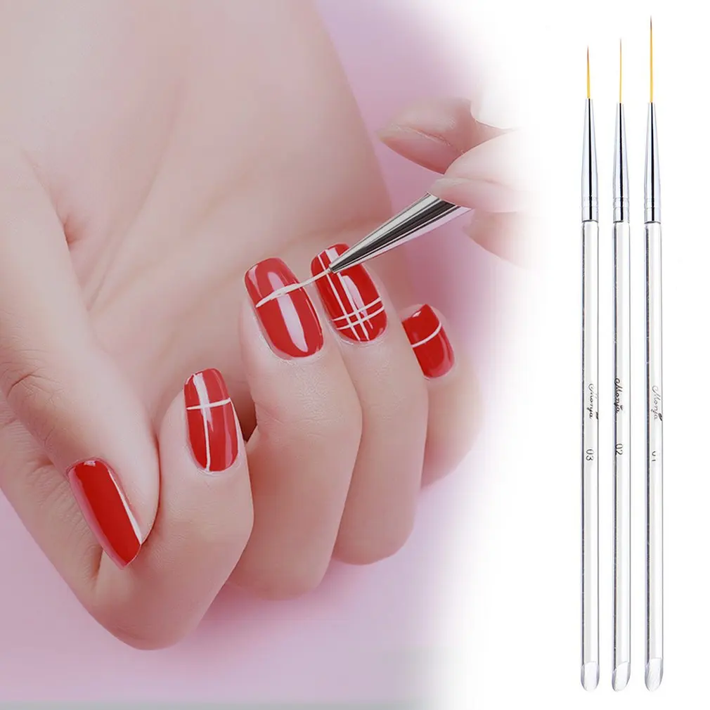 Nail Art Pen Pull Pen Paint Pen Nail Brush Transparent Rod Three Pull Pen Set Beautiful Women