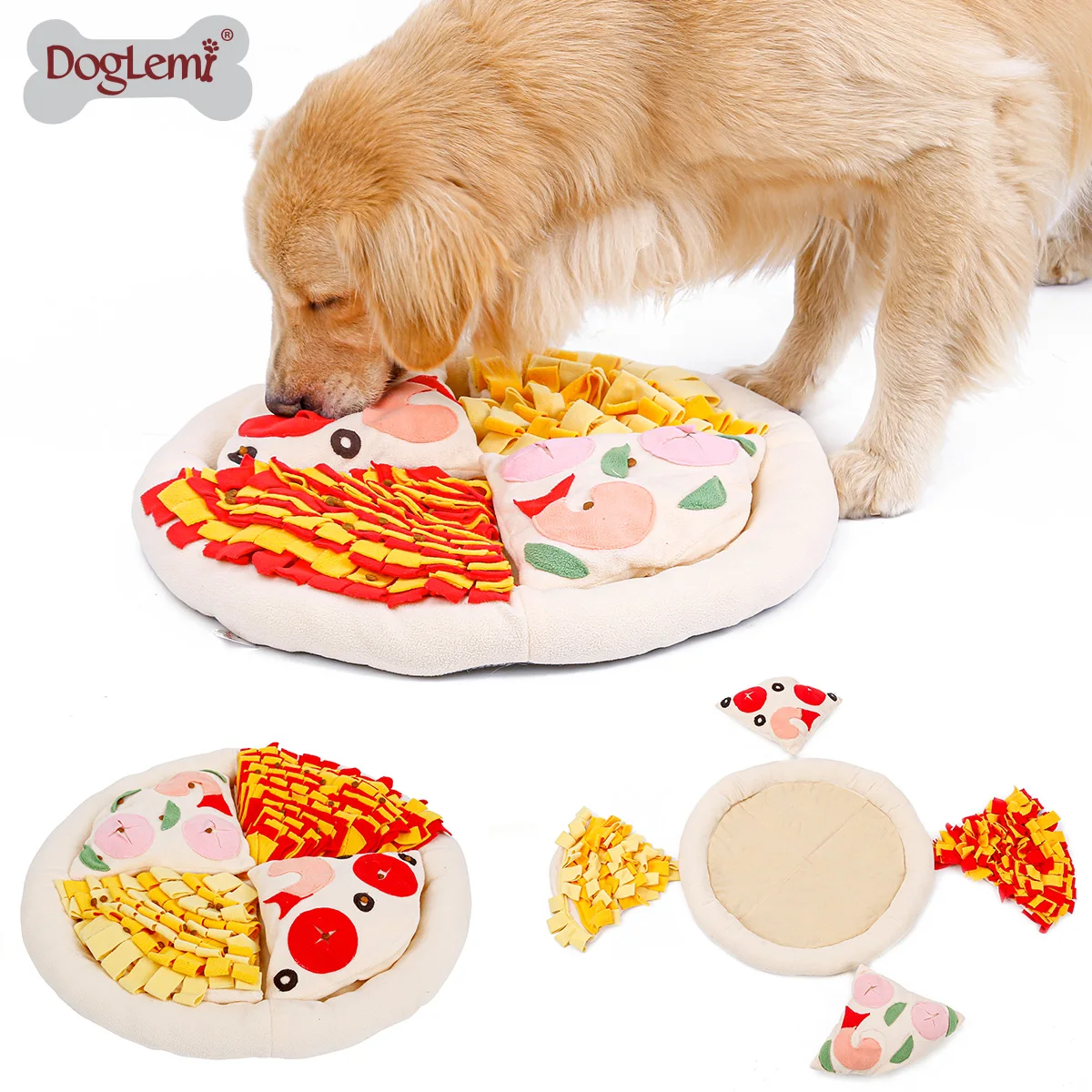 

Pizza Design Dog Snuffle Mats IQ Training Removable Toys with Donut Beds Pet Sniffle Mat for Dogs